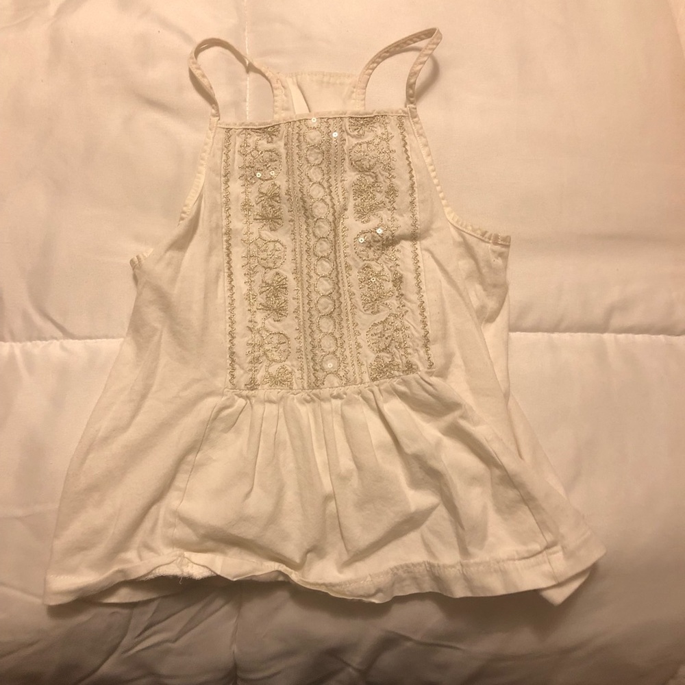 Embroidered white top with gold